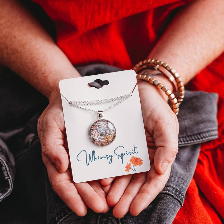 Whimsy Spirit Shop - Wholesale Pendant/Charm Necklace - Custom Map Necklace - U.S. City of your choice8