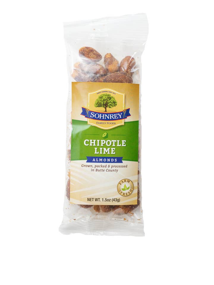 Chipotle Lime Almonds 1.5 oz for wholesale by Sohnrey Family Foods LLC