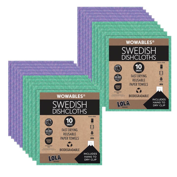 Swedish Biodegradable Reusable Dishcloths 20 Pack #6 for wholesale by LOLA
