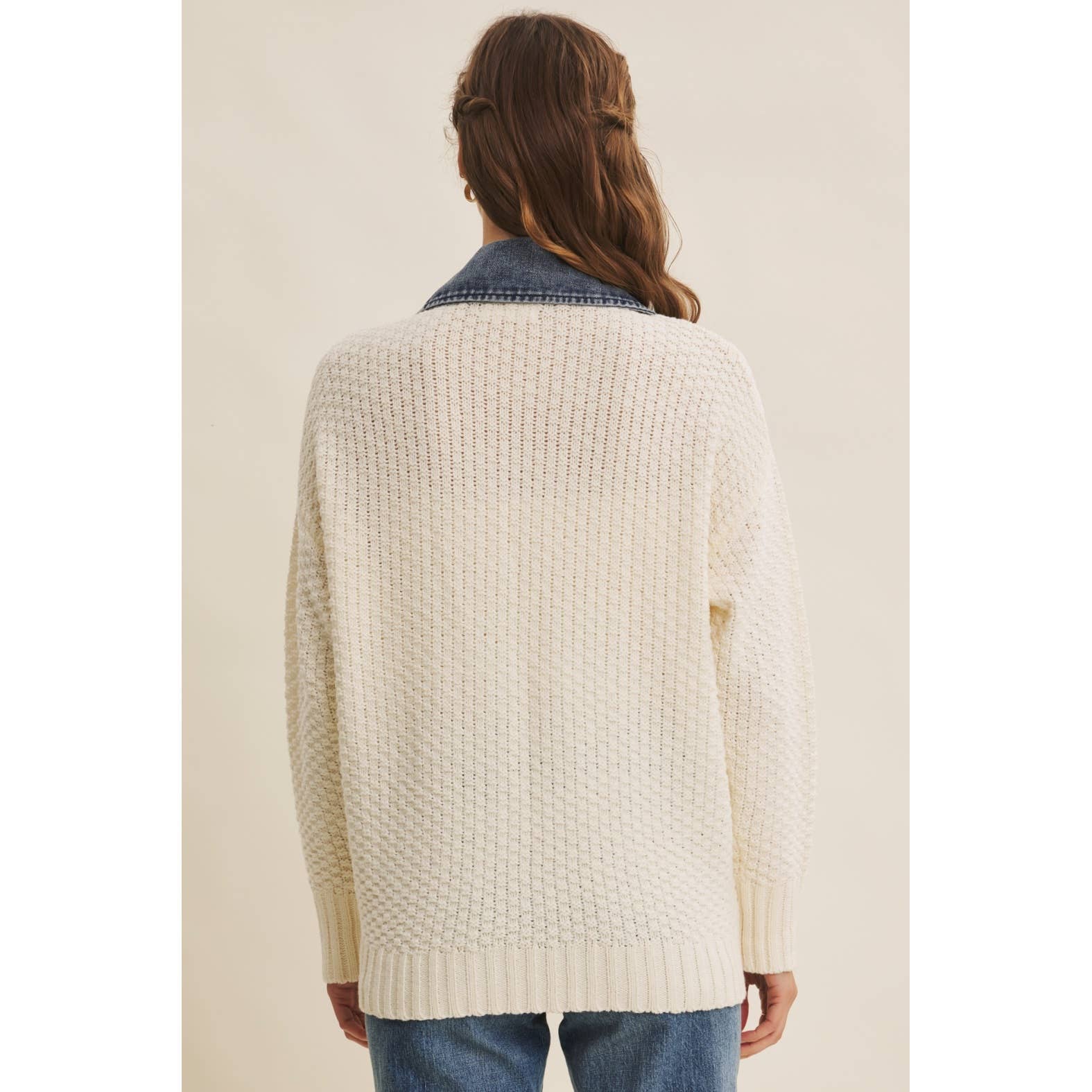 in february - Wholesale Cardigan - Women's - WASHED DENIM AND SWEATER MIXED OVERSIZED CARDIGAN19