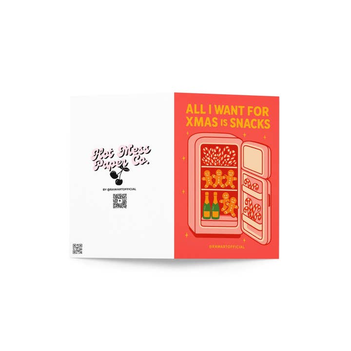 Hot Mess Paper Co. - Wholesale Christmas Card - Funny Christmas Card โ All I Want for Xmas Is Snacks โ Retro Holiday Greeting Card with Gingerbread & Candy Canes2