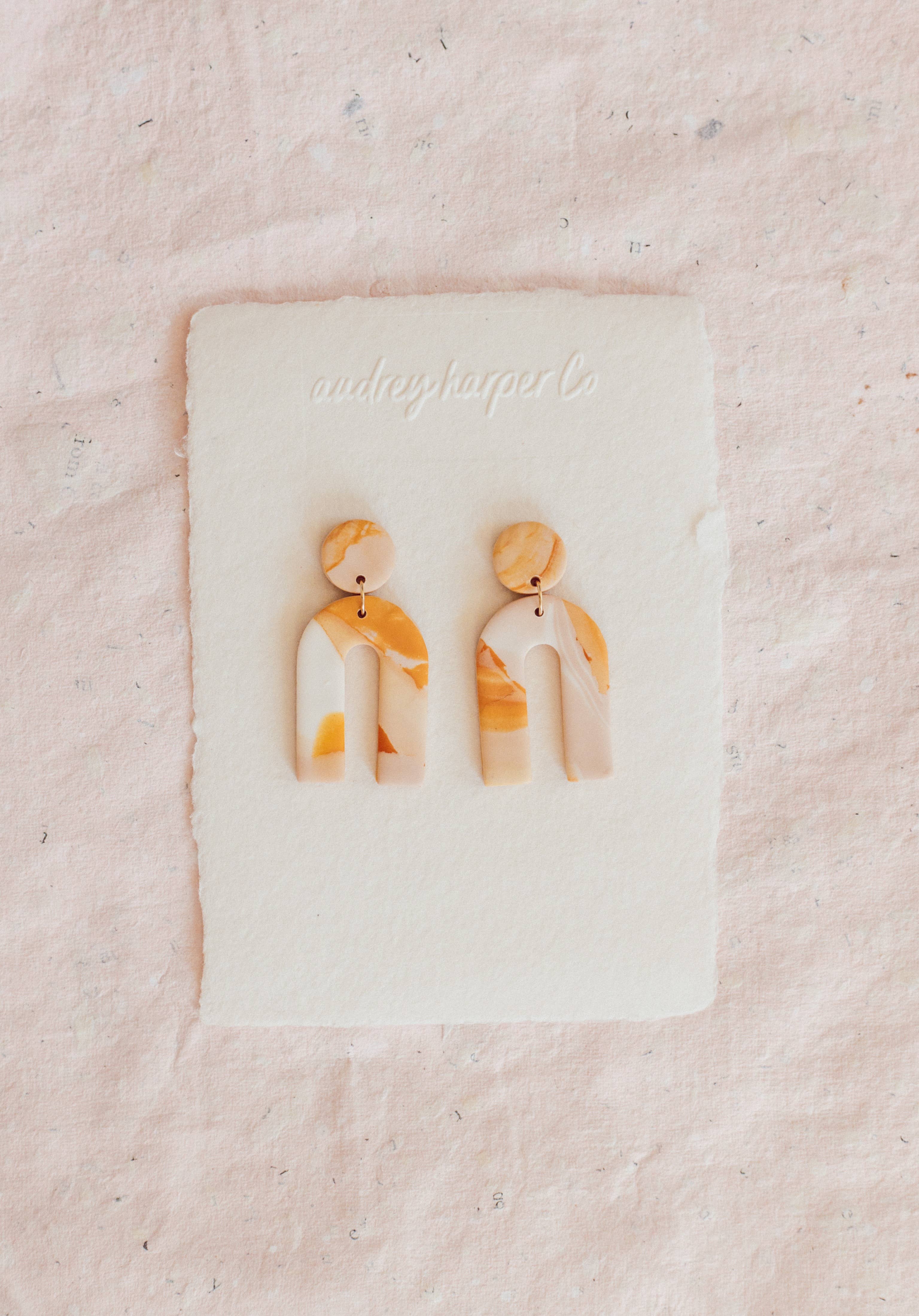 REMOVED BRAND - Wholesale Dangle Earrings - Pink Marble Arch Clay Earrings2