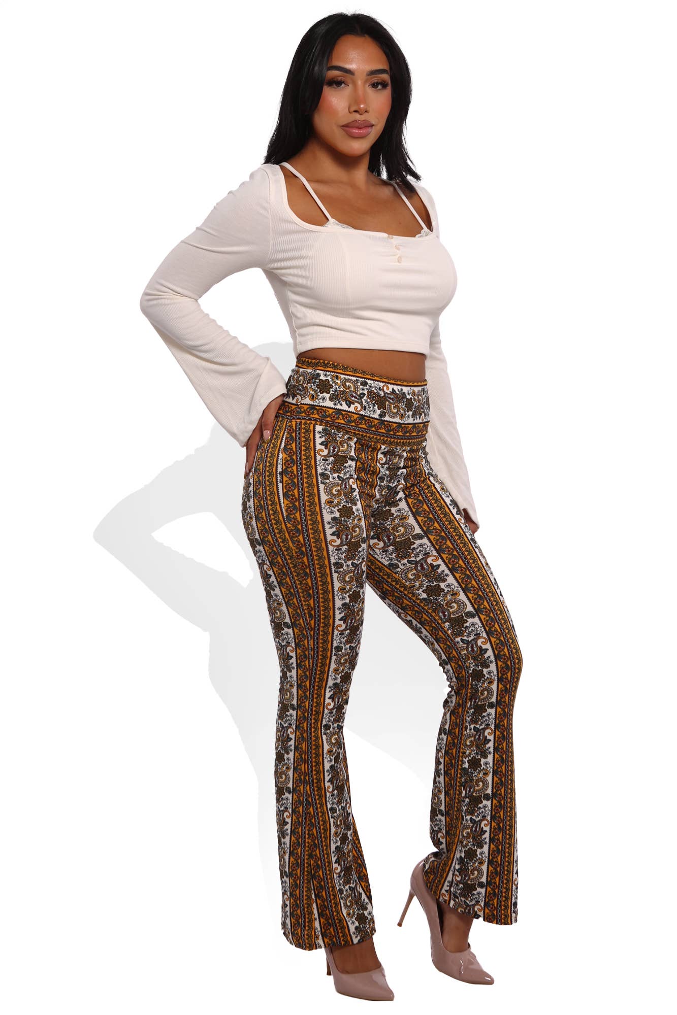 REDFINCH APPAREL INC - Wholesale Pants - Women's - Womens High Waist Soft Brushed Flare Pants1