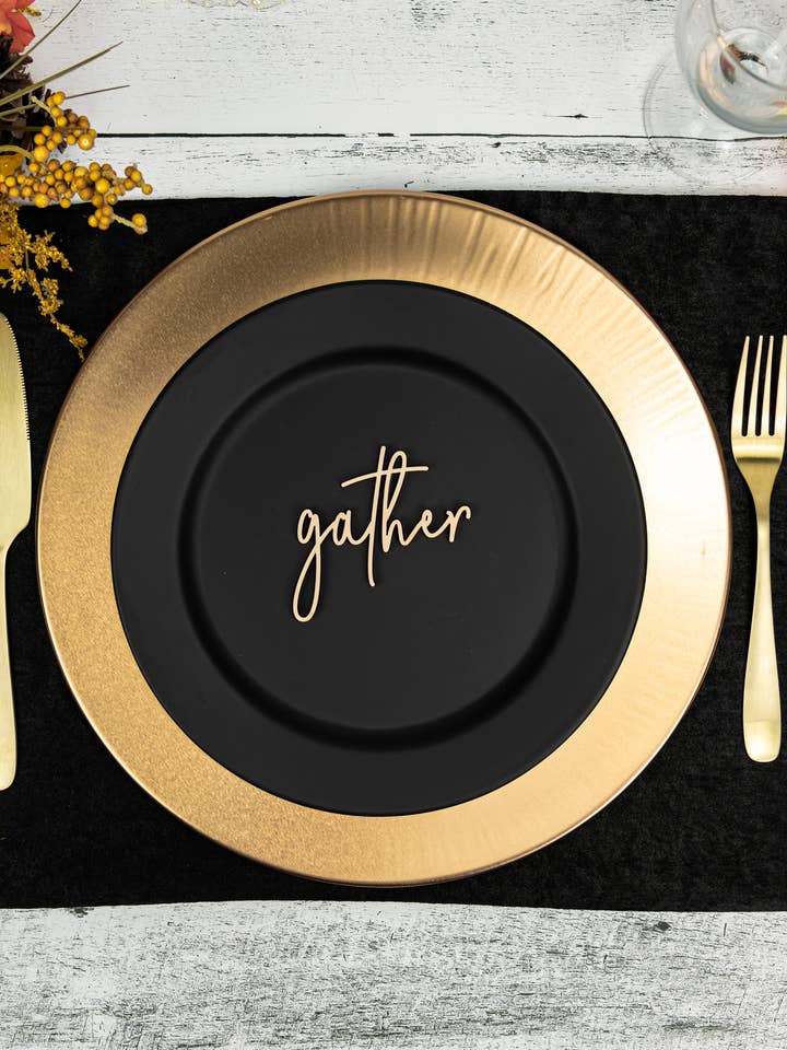 Gather place card settings, wood Thanksgiving table decor for wholesale by KobasicCreations