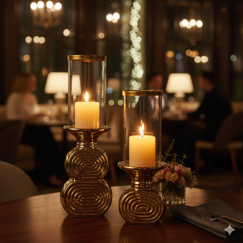 AULICA - Vente Bougeoirs - Photophore doré spirale 11x10x33cm1