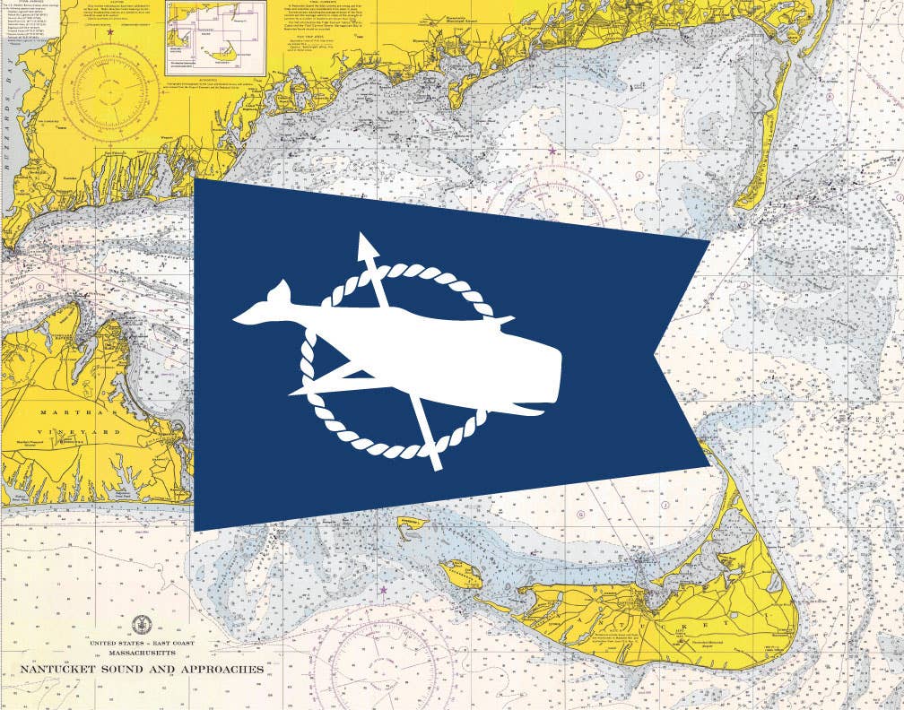 Fridgedoor - Wholesale Magnet - 2.5'' x 3.5'' Nantucket Whale Flag & Nautical Chart Magnet0