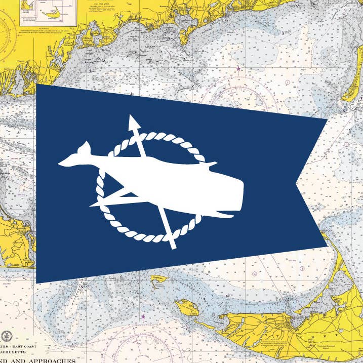 Fridgedoor - Wholesale Magnet - 2.5'' x 3.5'' Nantucket Whale Flag & Nautical Chart Magnet
