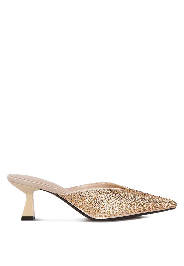 Rag Company - Vente Mules – femme - Mules en satin ornées de strass Aldora9