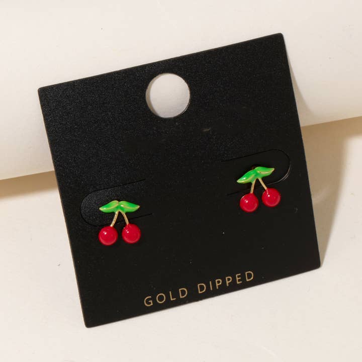 Gulddyppet Mini Cherry Stud øreringe for engroshandel hos Anarchy Street