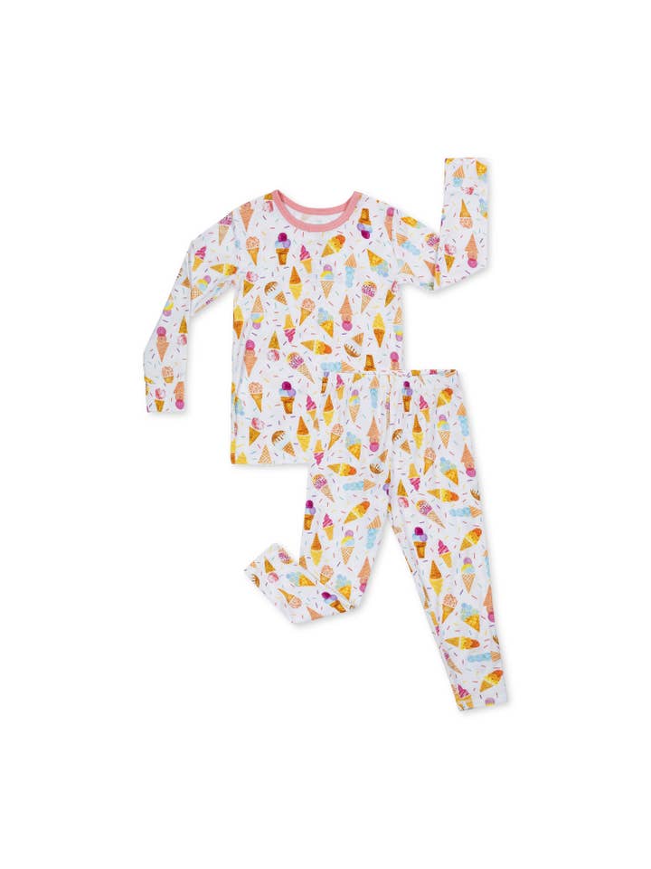 Macaron + Me - Wholesale Sleepwear Set - Kids - Ice Cream Long Sleeve Jammies