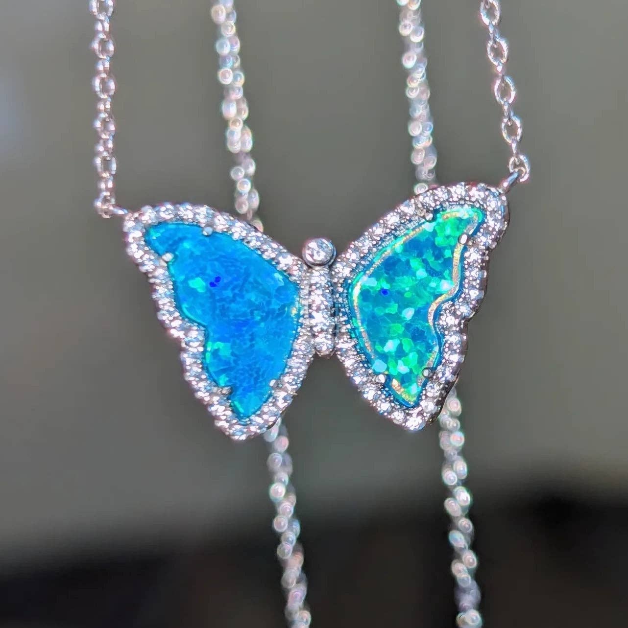 Kamaria Jewelry - Wholesale Pendant/Charm Necklace - Opal Butterfly Necklace With Crystals69