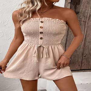 Belted Cargo Pocketed Bandeau Jumpsuit - Buy Fashion Wholesale in