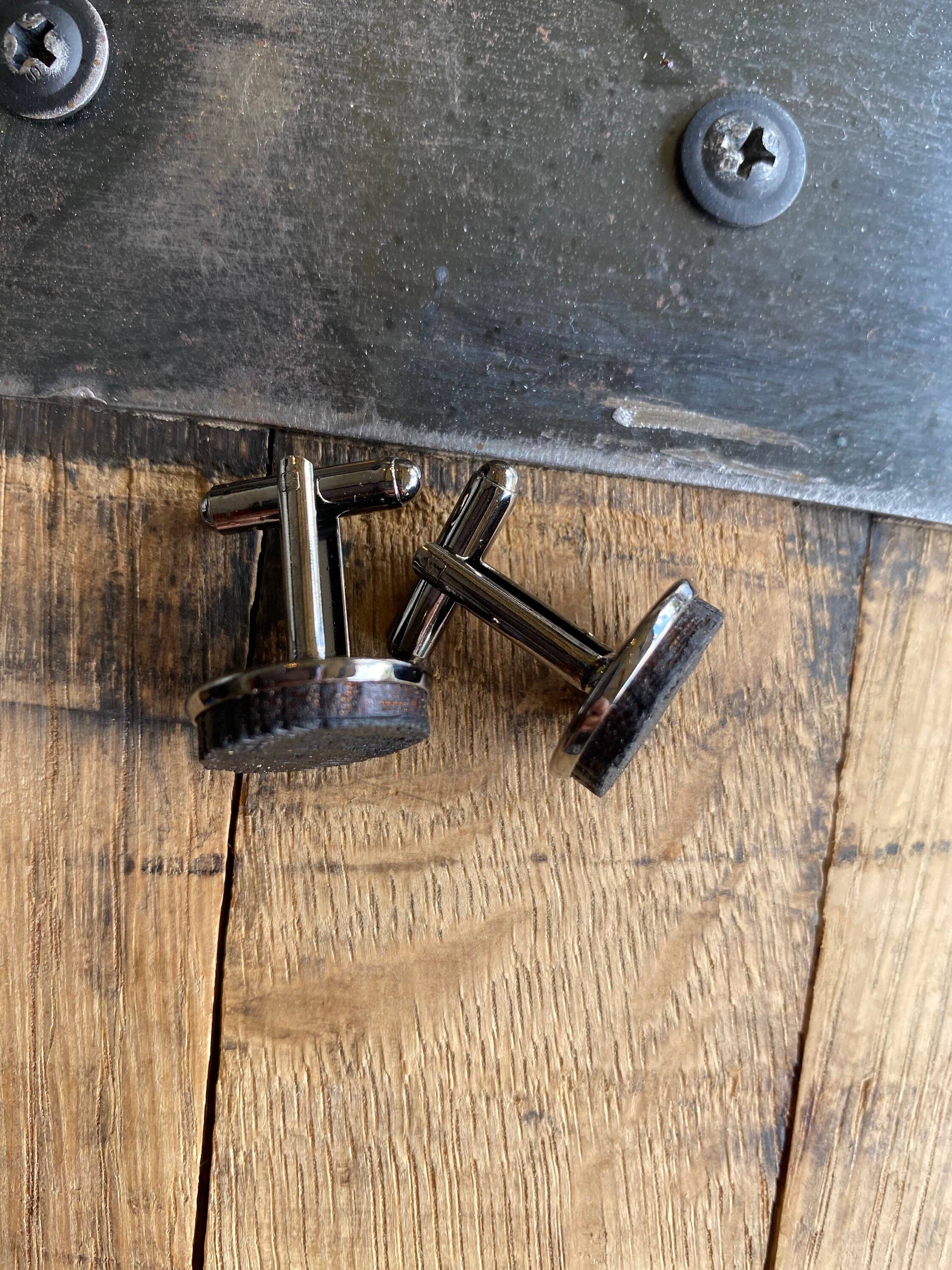 TWWKY – Botões de punho - Homem por atacado – Abotoaduras Bourbon Barrel Char de Madeira Recuperada de Kentucky6