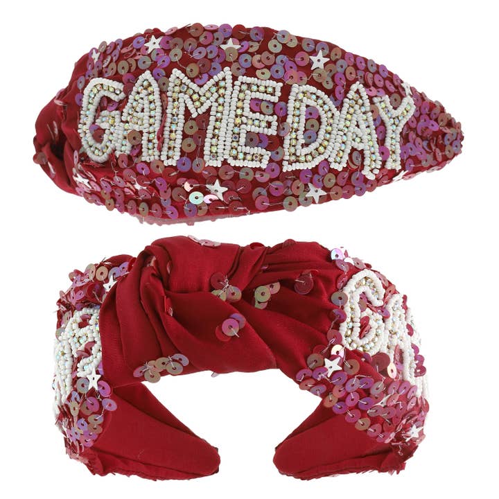 SP Sophia Collection - Wholesale Fashion Headband - Women's - Game Day Top Knotted Jeweled Beaded Headband
