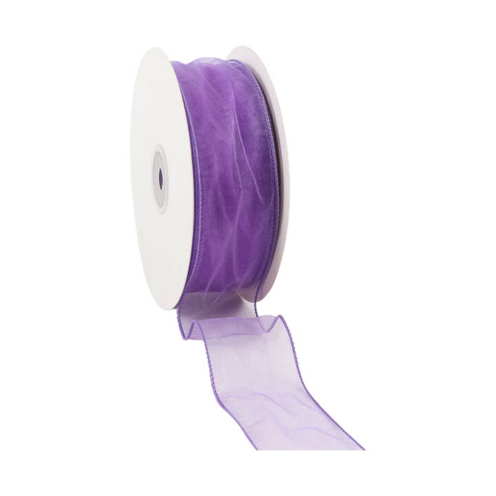 Fita Transparente com Arame de 1 1/2" | Lavanda | Rolo de 50 Jardas por atacado de LA Ribbons Wholesale