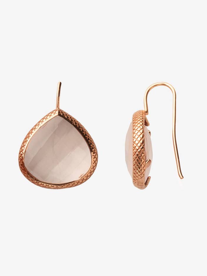 French Wire Stone Earrings 20mm - Peach for wholesale by Atelier Coralia Leets fashion Jewelry