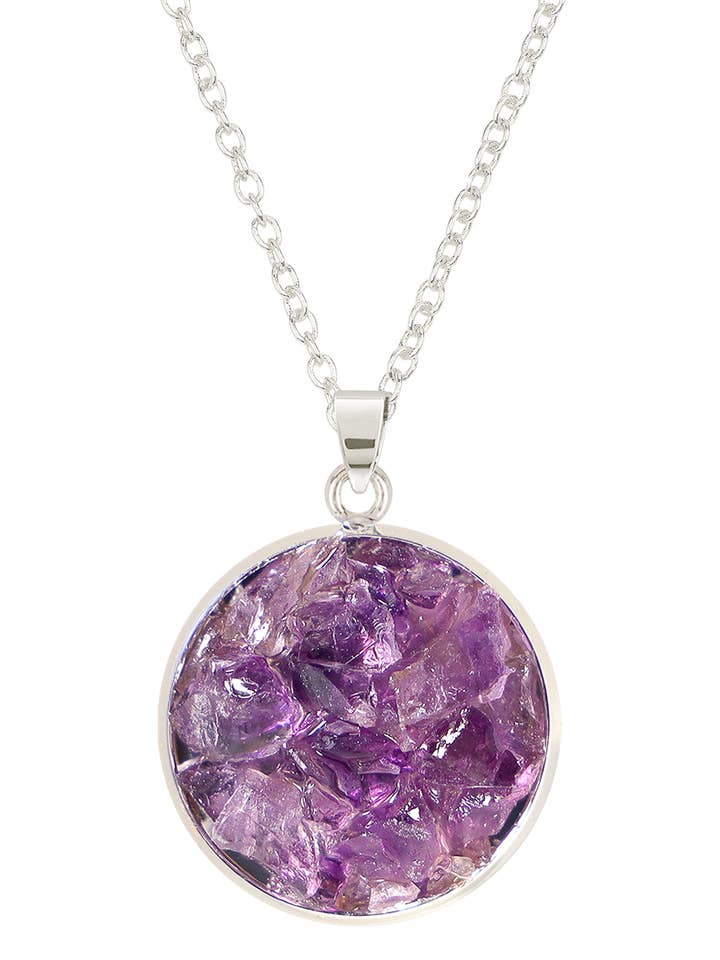 Amethyst Round Shaped Pendant Necklace - SF for wholesale by Zoey Simmons
