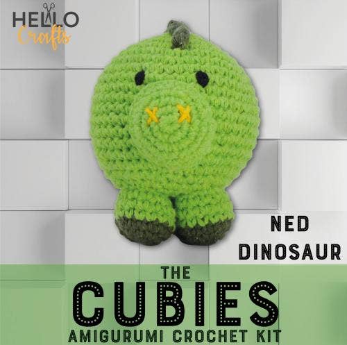 Creative World of Crafts – Großhandel Strick-/Häkelzubehör – Knitty Critters - Cubies - Ned Dinosaurier1