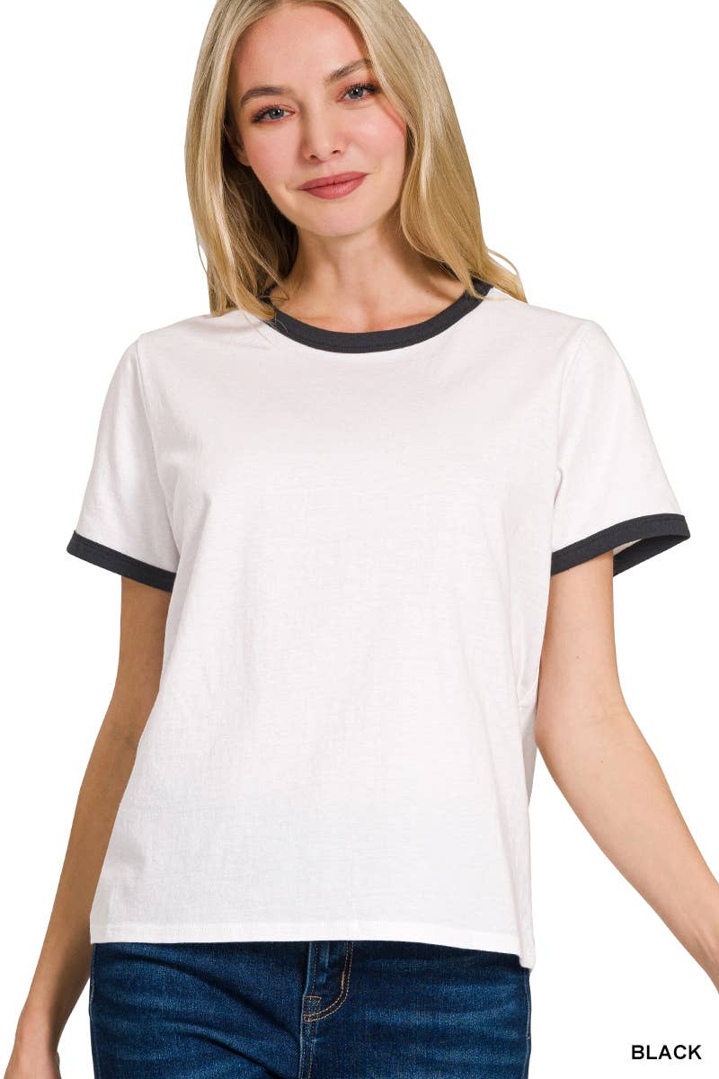 Vanilla Monkey - Wholesale Knit Top - Women's - Contrast Binding Short Sleeve Tee Shirts0