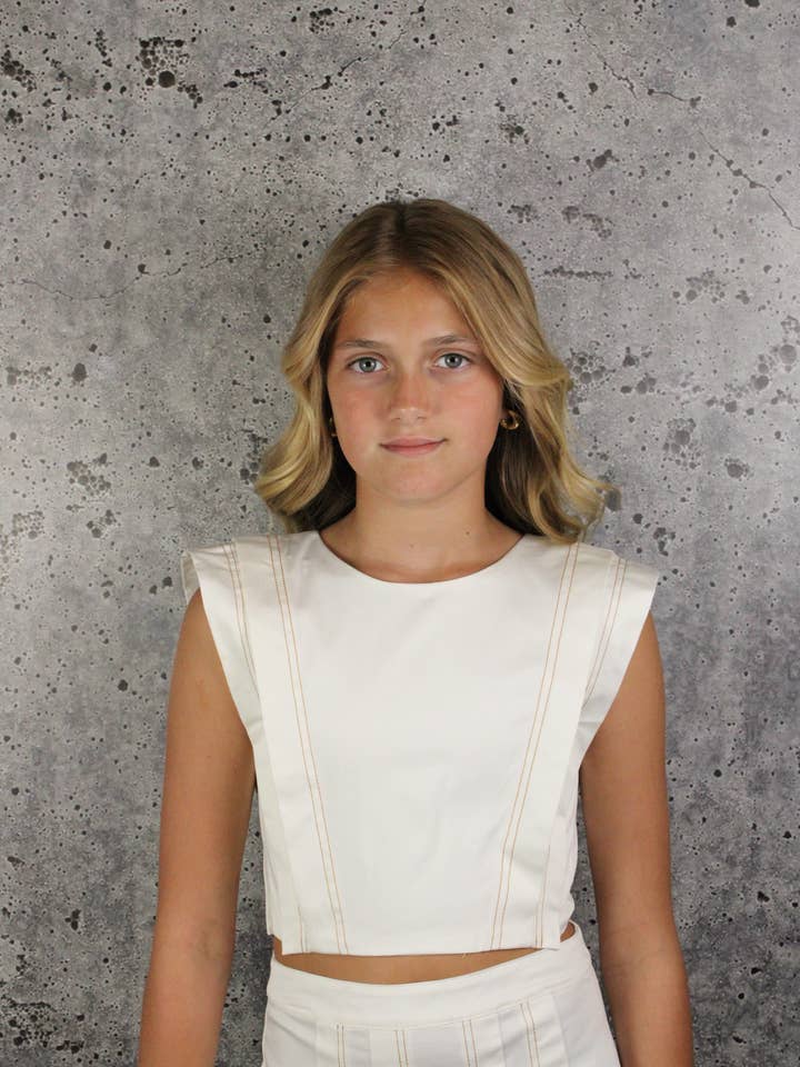 251032 Haut plissé à manches blanches pour la vente par If So