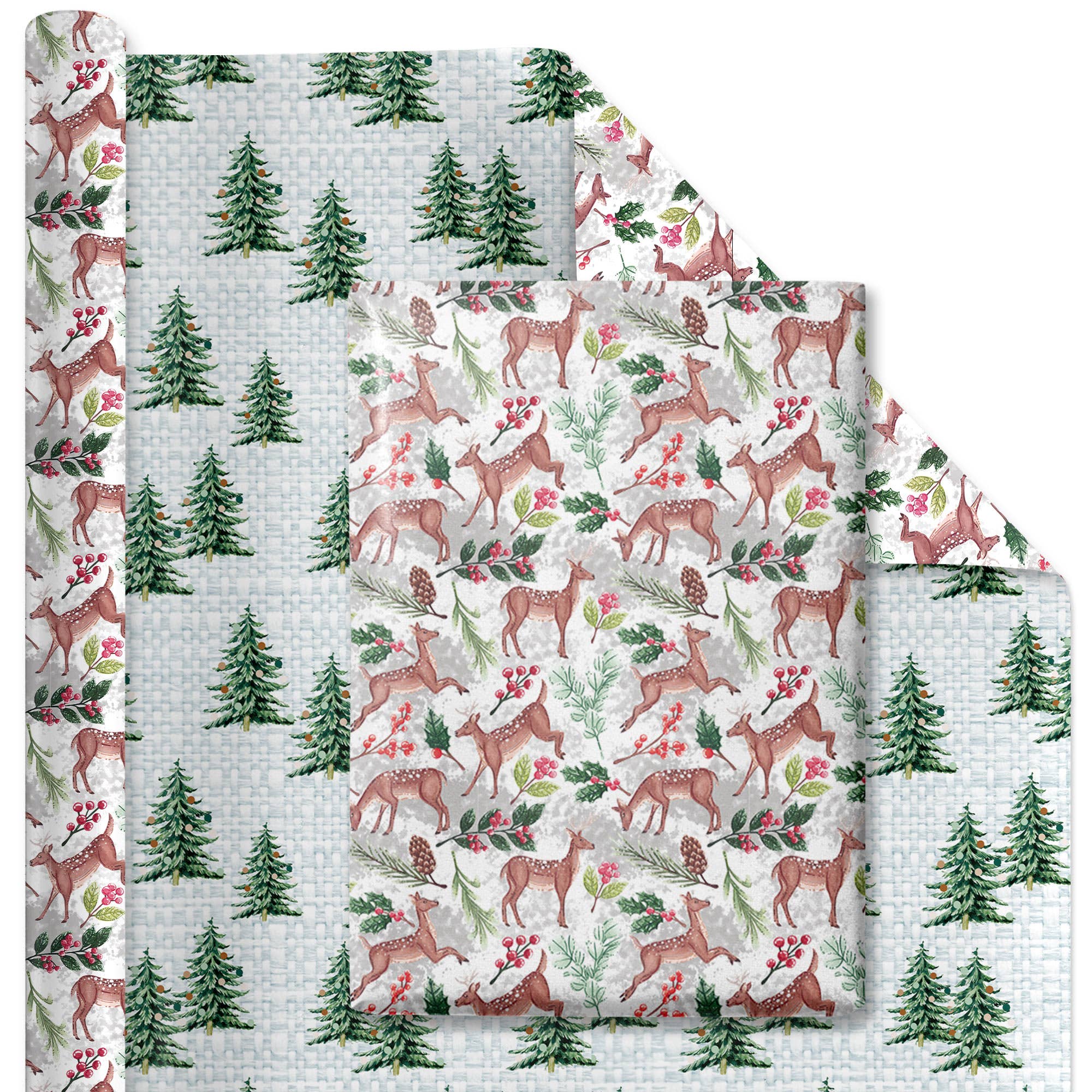 LA Ribbons Wholesale - Wholesale Inpakpapier per rol - 30" x 10' Feestdagen Omkeerbare Cadeaupapier Bundel (4-pack) | Doe a Deer7