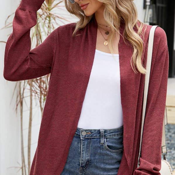 Solid Color Split-Joint Long Sleeves Loose Cardigan Coats for wholesale by UZ Wholesale Store