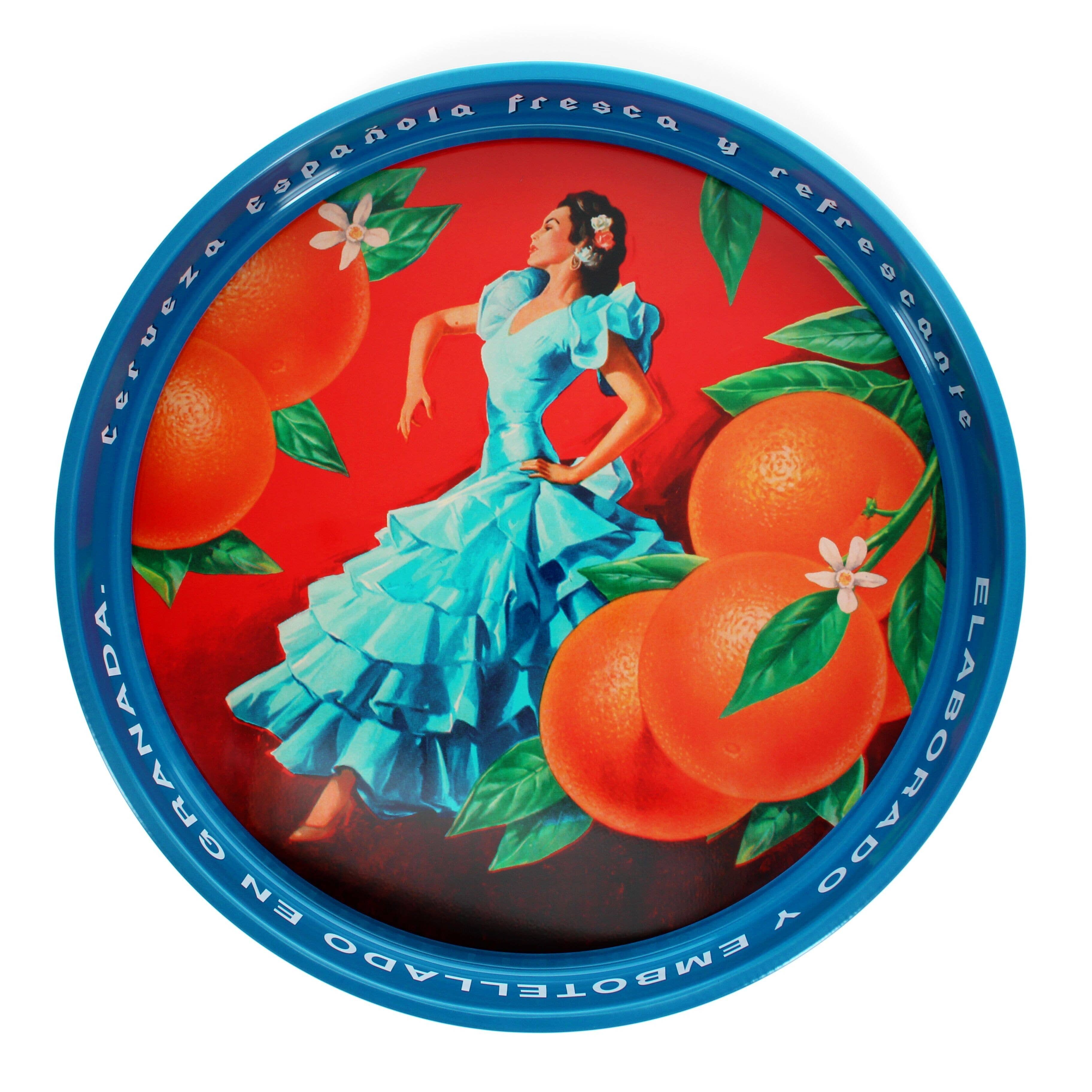 Rex B2B - UK – wholesale Decorative tray – Round Metal Serving Tray - Cerveza Española0