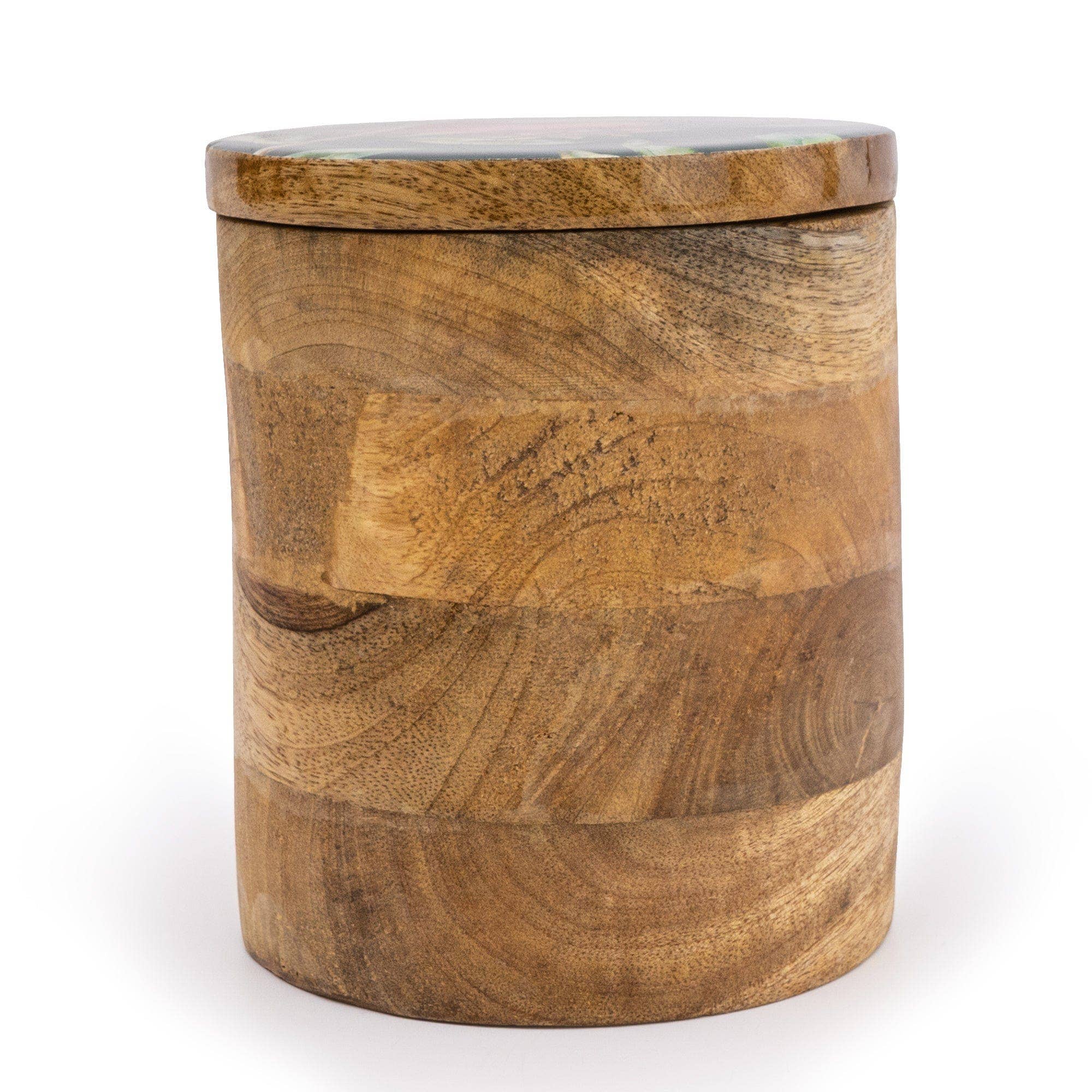 Candlelight Products Ltd – wholesale Jar – Pomegranate Large Wooden Storage Jar Green 20cm 4PK3