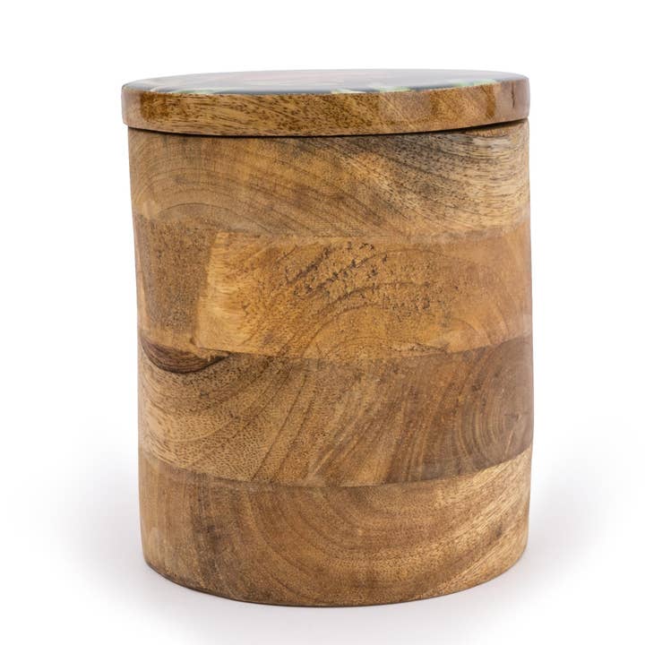 Candlelight Products Ltd – wholesale Jar – Pomegranate Large Wooden Storage Jar Green 20cm 4PK3