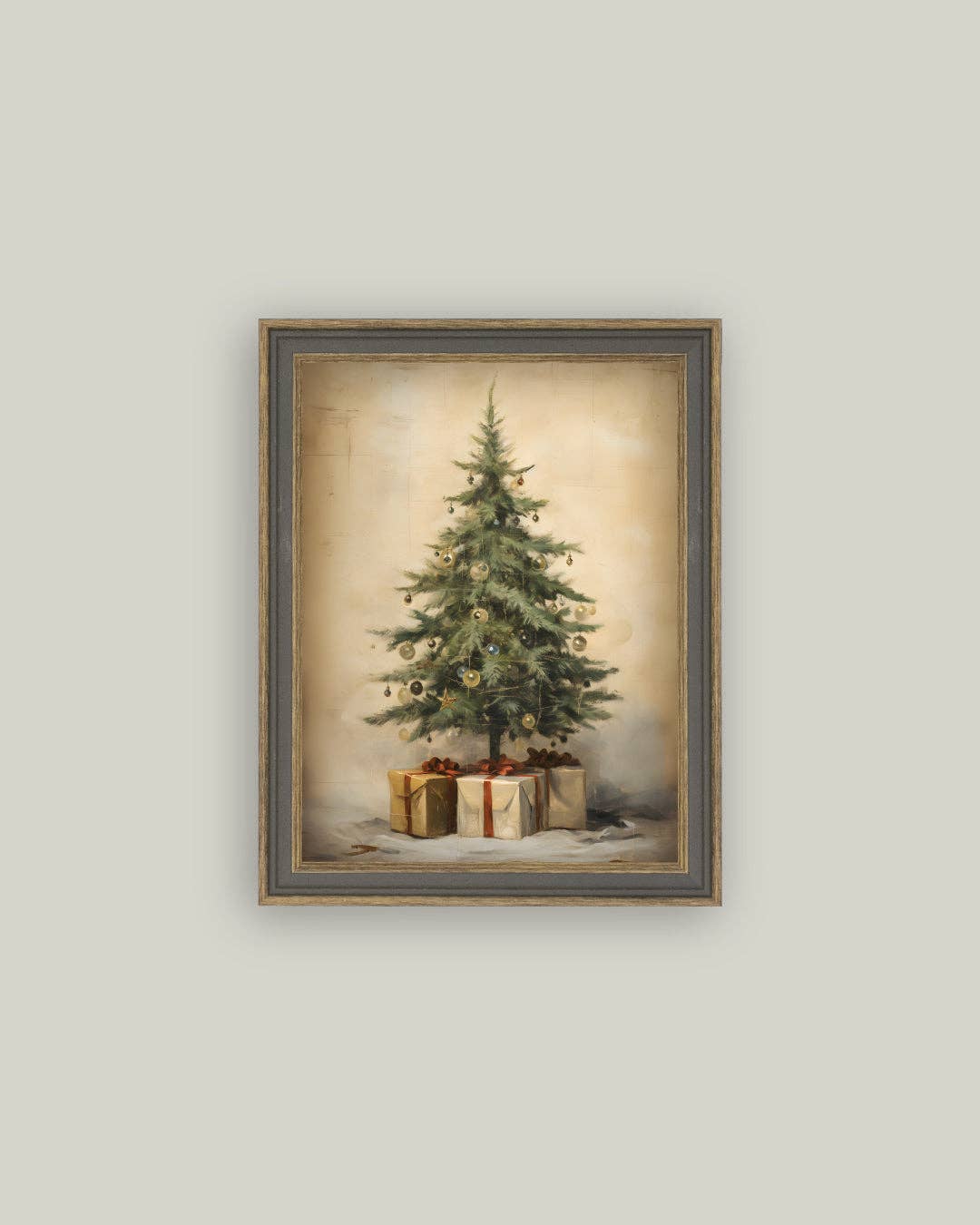 Petal Lane Home - Wholesale Christmas Wall Art - Christmas Tree with Presents Framed Antique Art0