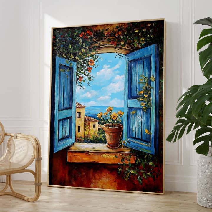 Open Window Henry Matisse Retro Style Painting Wall Print Poster Art Retro Vintage Mountain View for wholesale by House of Binky