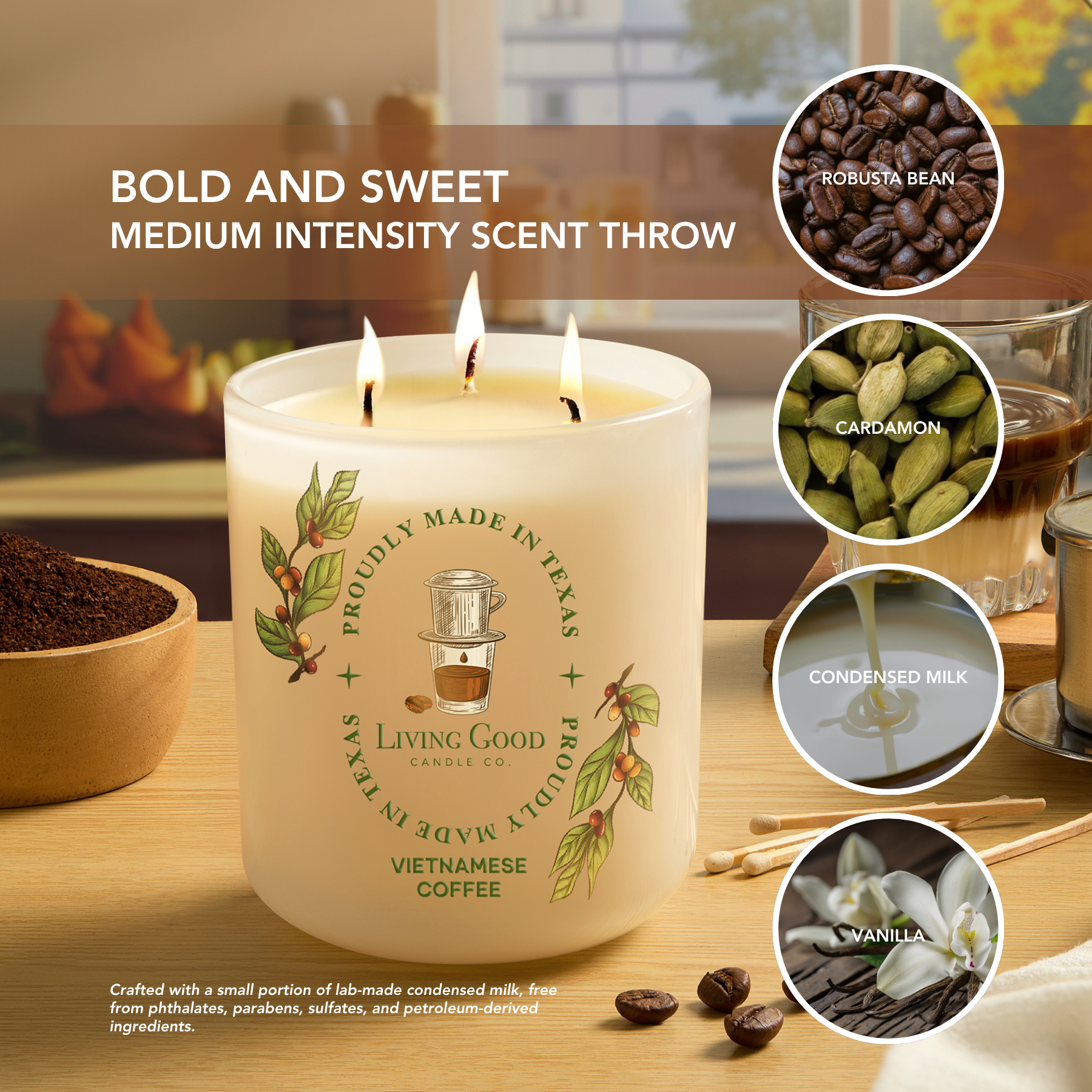 Living Good Candle Co. - Wholesale Jar/Filled Candle - Vietnamese Coffee - Beeswax Candle - Fresh Robusta Coffee4