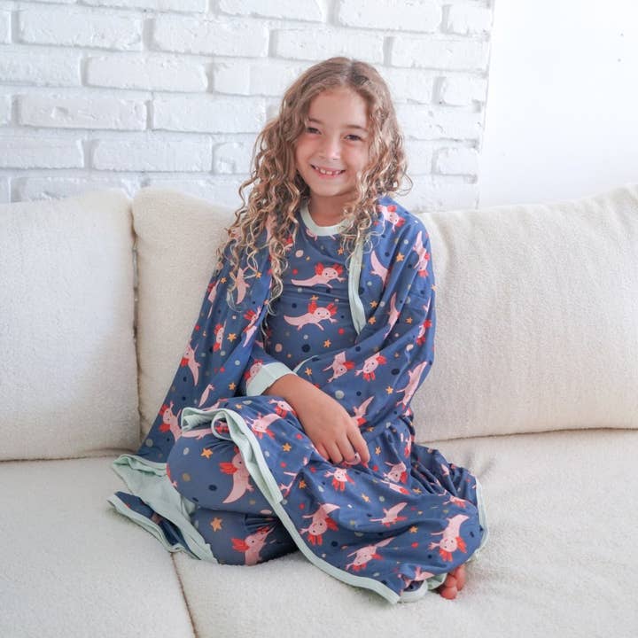 Axolotl Vändbar Dubbellager Bambu Filt för wholesale av Jungle Jams