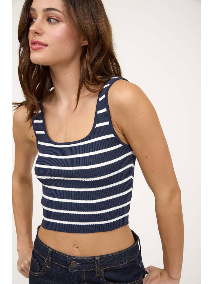The Workshop Studio - Wholesale Knit Top - Women's - STRIPE SWEATER KNIT TANK TOP