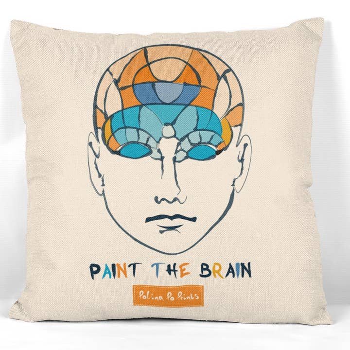Brain art Pillow Cover. Scandinavian room decor. Geek gift for wholesale by Polina Po Prints