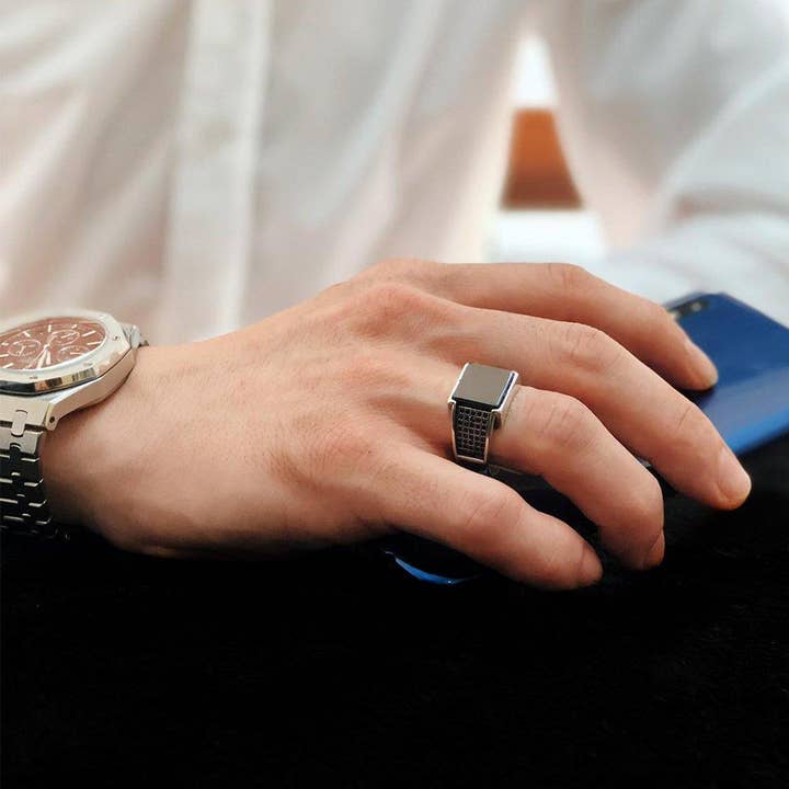 Ephesus Jewelry - Vente Bague de cocktail/de cérémonie - Bague Neelam Stone pour homme en argent sterling1