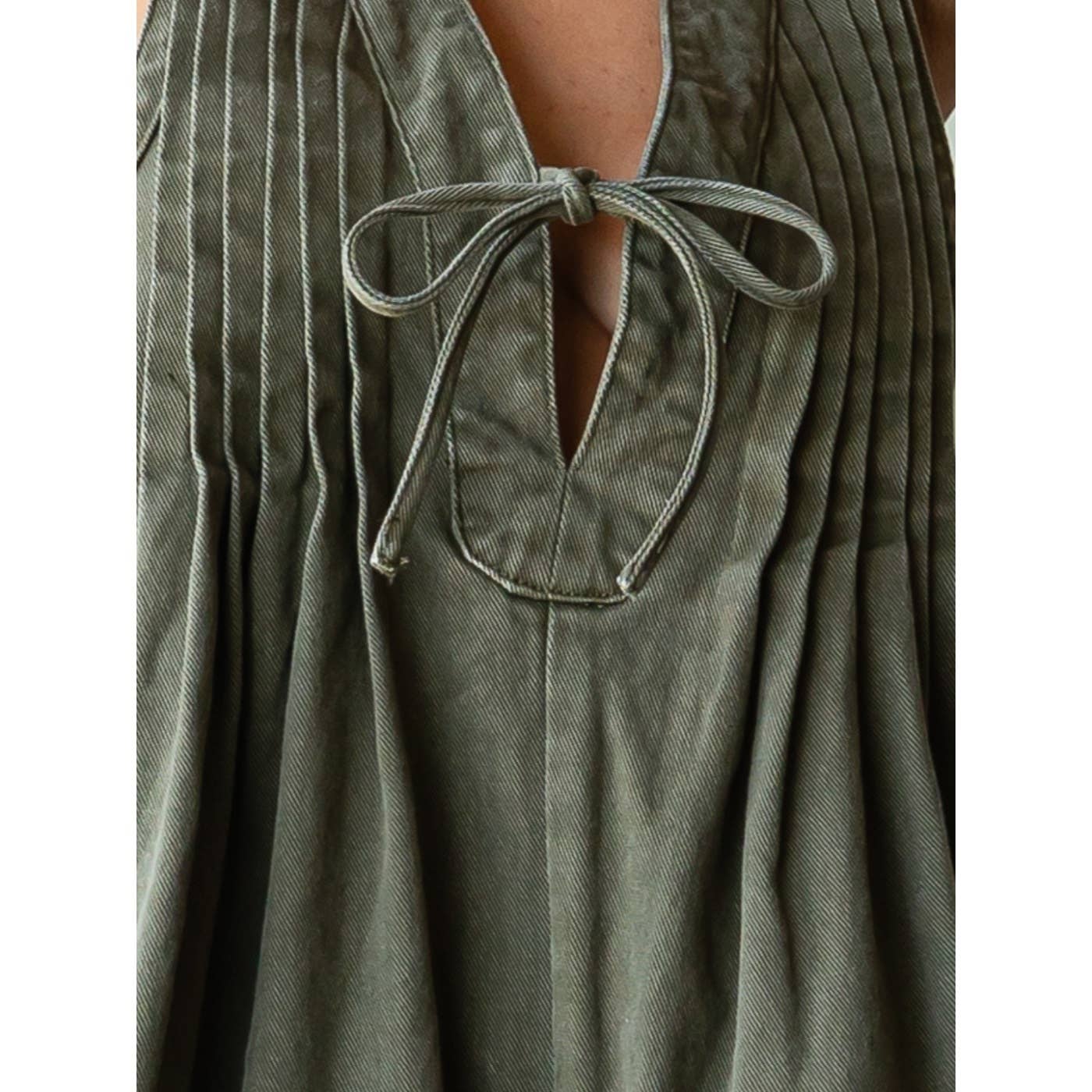 Veveret - Wholesale Romper - Women's - V-neck Puff Sleeve Denim Romper16