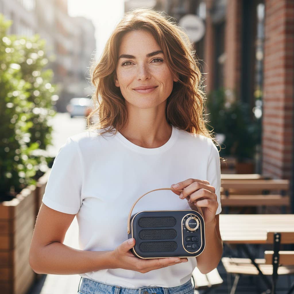 Funky Rico Inc – Colunas por atacado – Altifalante Bluetooth Vintage - Preto4