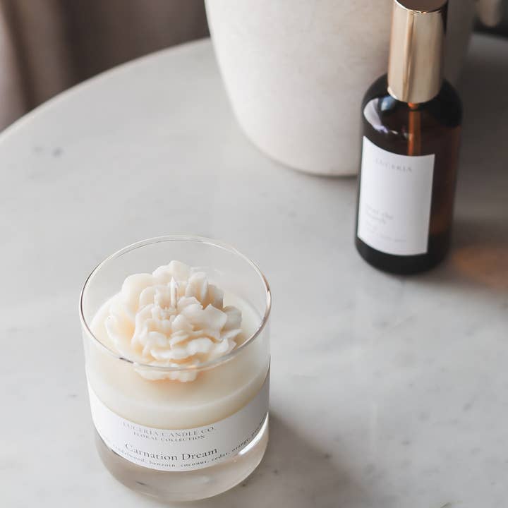 Luceria Candle Co. - Wholesale Jar/Filled Candle - Carnation Candle | Floral Soy Wax Candles | Pink, White2