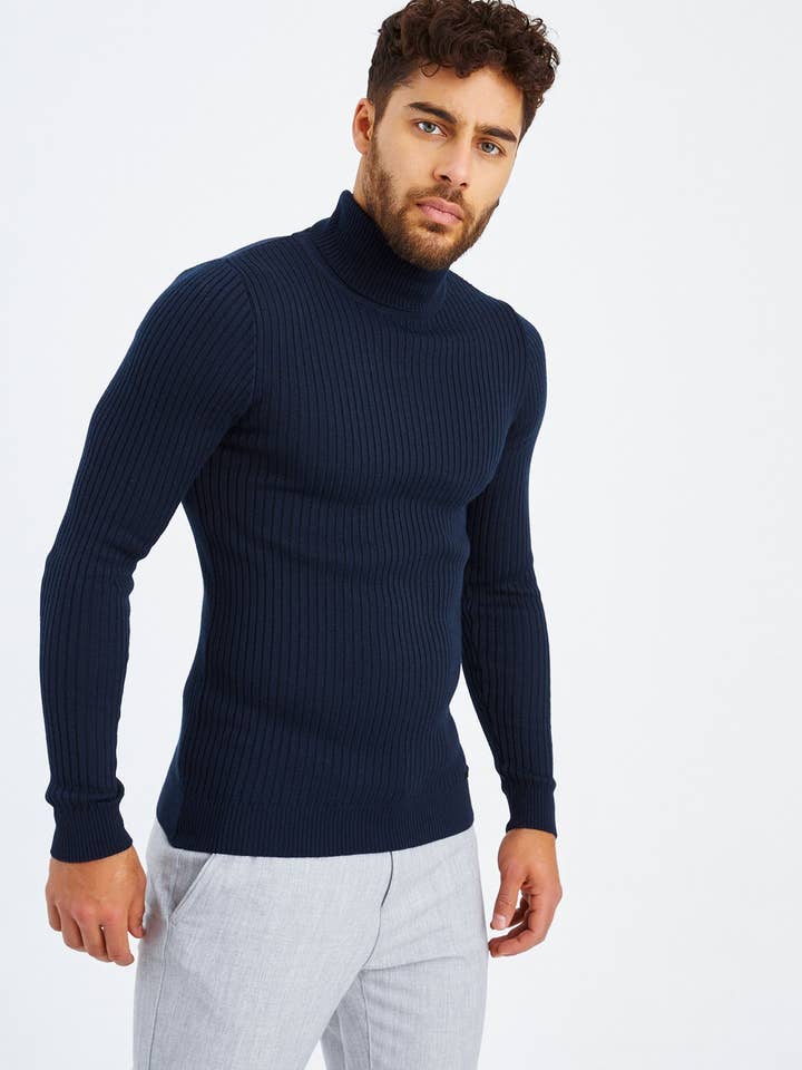 Leif Nelson GmbH - Wholesale Knit Sweater - Men's - Men's Fine Knit Turtleneck Sweater LN-167012