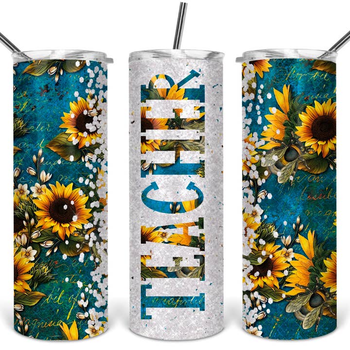 Teacher Sunflower for wholesale by Triple D's Tumblers n More