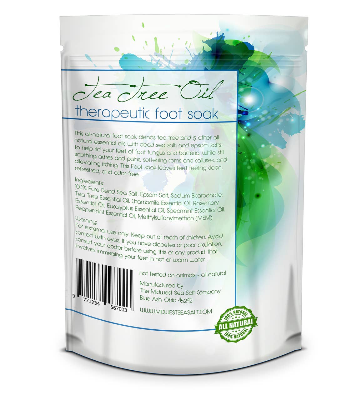 The Midwest Sea Salt Company - Vendita all'ingrosso Sali da bagno - Bagno minerale per piedi con olio di melaleuca 24oz per funghi alle unghie1