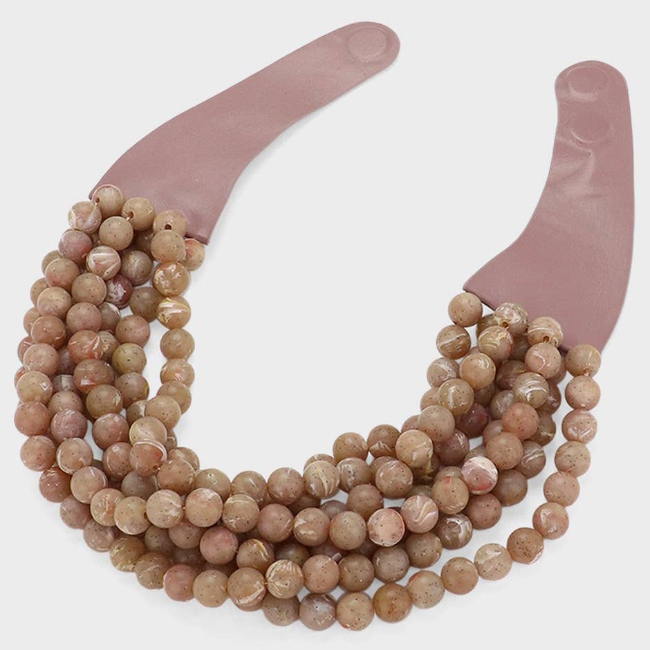 anbfashion - Vendita all'ingrosso Collane di perline/perle - Collana a strati con perline spesse, collo in pelle sintetica, con magnete37