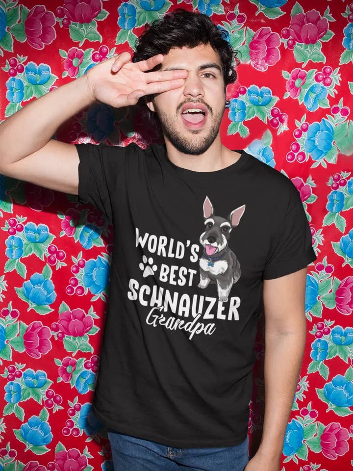 ULTRABASIC Men's Graphic T-Shirt World's Best Schnauzer Grandpa - Cute Dog Paws for wholesale by ULTRABASIC