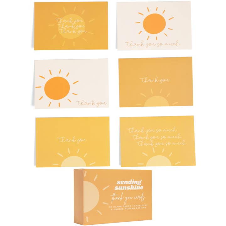 Boho Sun Boxed Thank You Cards Bulk | 30 Pack with Envelopes for wholesale by Lain & Lou