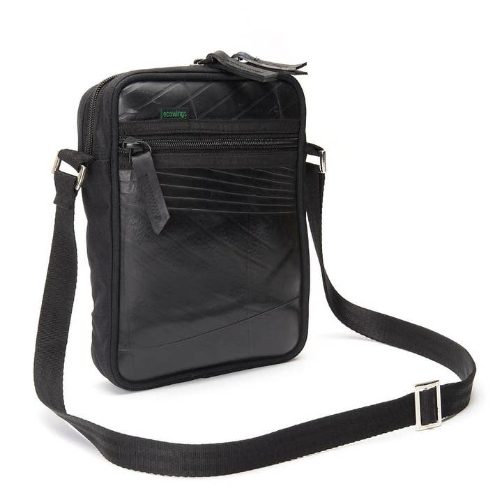 Ecowings Tango kleine Umhängetasche aus Autoreifen - mit schwarzem Reißverschluss für den Großhandel von Meezy