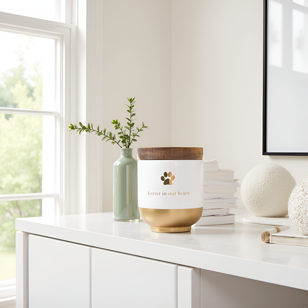 Pearhead - Wholesale Pet Urn/Keepsake Box - Pet Ceramic Urn Memory Jar, Gold3