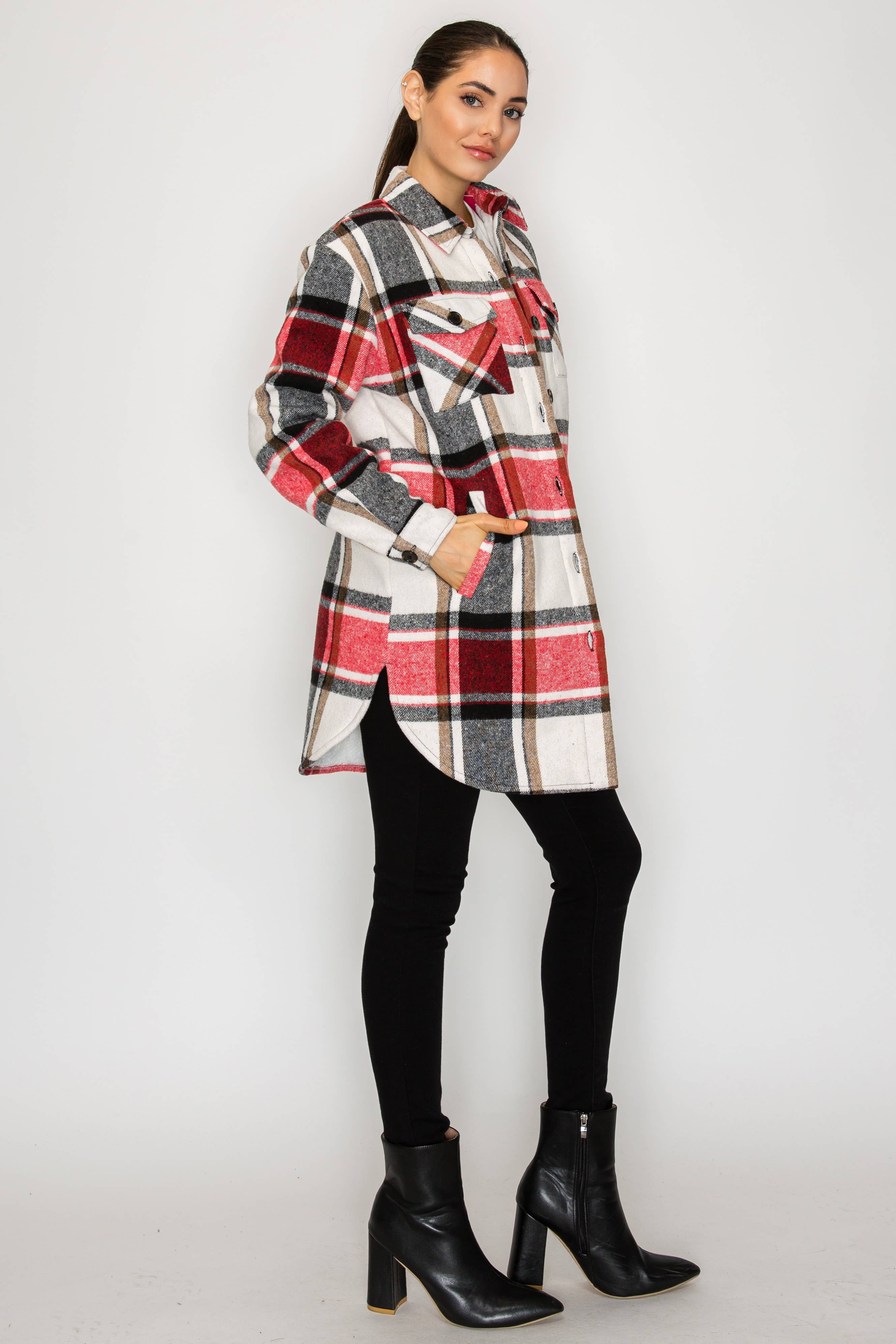 PATRONCITO USA INTERNATIONAL, INC - Wholesale Shirt Jacket/Shacket - Women's - Women Plaid Long Button Shirts Jackets (Shakets) LJ450-202546