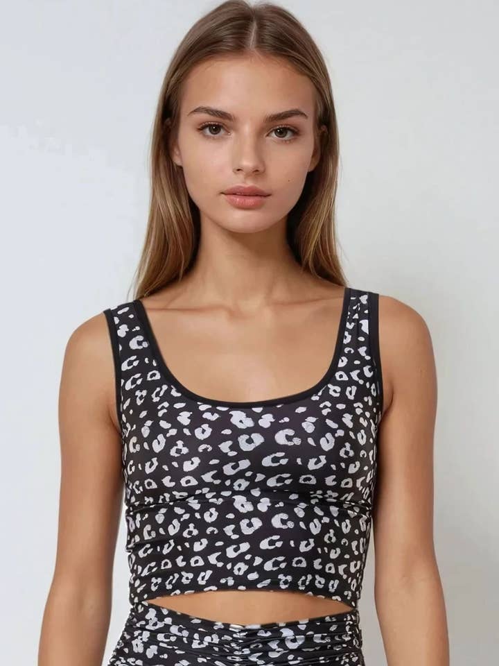 Bralette Crop Top - Léopard Noir pour la vente par Flavia Valentini