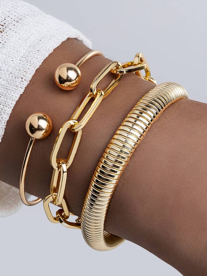 Gold Plated 3 Pieces Different Bracelets for wholesale by Lovesoft